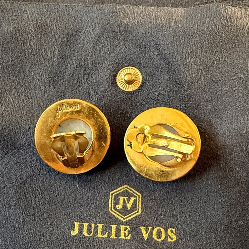 Julie Vos Gold and Cream Clip-On Earrings - Picture 2 of 3